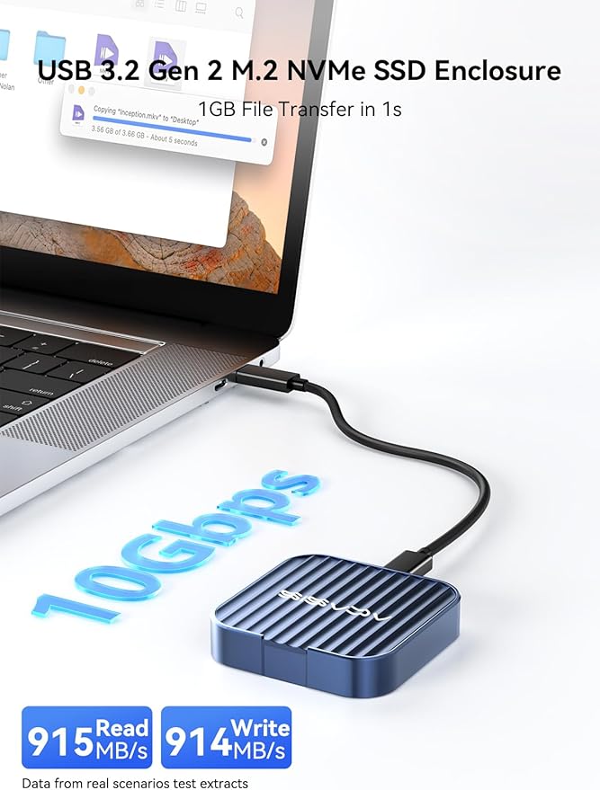ACASIS 10Gbps Magnetic M.2 NVMe SSD Enclosure with 4K ProRes Recording M.2 EnclosureCompatible iPhone 17/16/15 Pro/Pro Max Magnetic SSD Enclosure with Aluminum for Video Editor/Blogger/Videographer