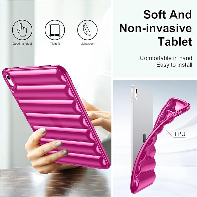 for iPad (A16) 11th Generation Case 11 inch 2025/iPad 10th Generation 10.9 inch (2022) Shockproof Soft TPU Back Cover Silicone Bumper Anti-Yellowing Lightweight Protective Clear Shell, Rose