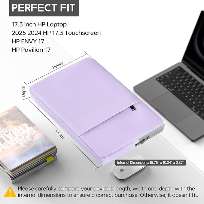 17 inch 360° Protective Laptop Case Sleeve for 2025 HP 17.3 inch Laptop, HP Envy 17, Pavilion 17, ASUS/Dell/Acer/Lenovo/LG/MSI Shockproof Water-Resistant Computer Bag with Accessory Pocket