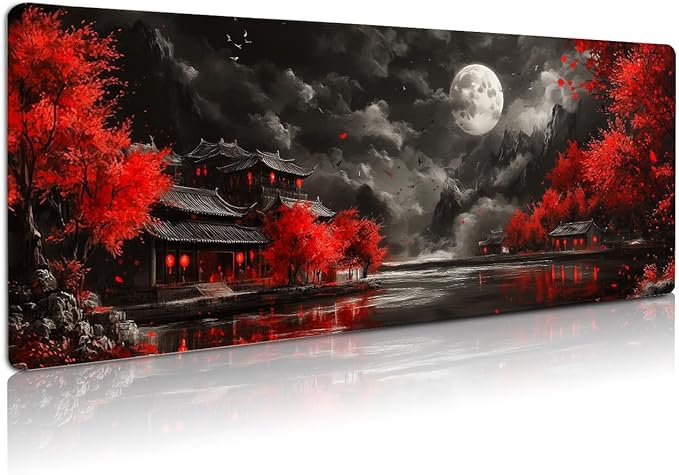 Extended Gaming Mouse Pad, Large Mouse Mat 3 mm Nature Rubber Base Mousepad with Stitched Edges, Non-Slip Desk Mat for Office Home Great Gift 31.5x11.8 Inch (Dark Canyon 4)