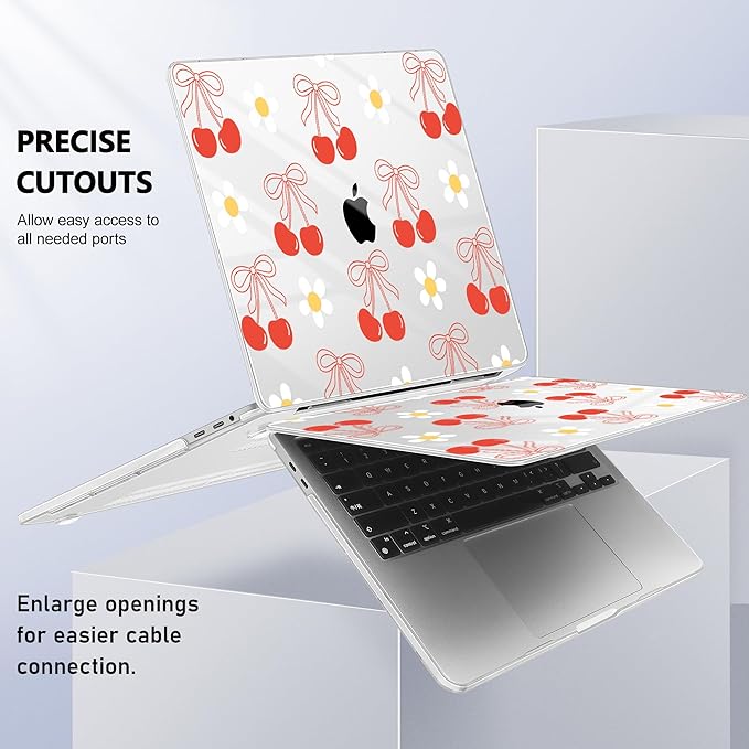 May Chen for MacBook Pro 16 inch A2141 2020 2019 Release, Screen Protector & Keyboard Cover Plastic Soft-Touch Case for MacBook Pro 16-inch with Touch Bar & Touch ID - Red Cherry Bow
