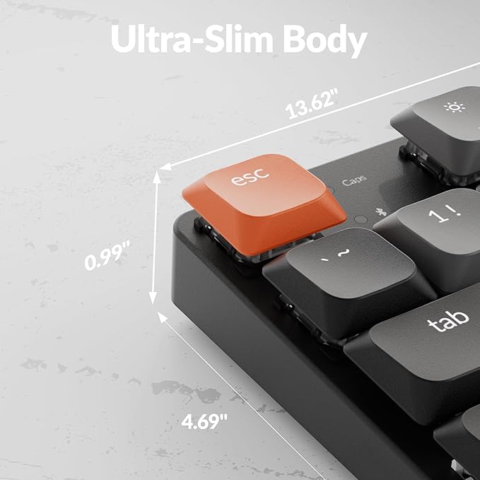 Keychron K1 Version 6 QMK Low Profile Mechanical Keyboard TKL, Bluetooth 5.2 Wireless/Wired Connection Programmable Keys, RGB Backlit with Shine-Through Keycaps for Mac Windows Linux