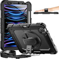 Timecity Case for iPad Pro 11 inch 1st, 2nd, 3rd, 4th Generation 2018/2020/2021/2022 (NOT for 2024), Heavy Duty Rugged Protective Case with Screen Protector,Pencil Holder,Rotating Stand&Handle-Black