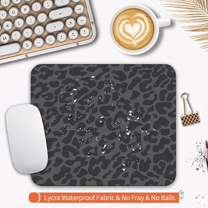 Square Mouse Pad Black Leopard,Personalized Premium-Textured Custom Mouse Mat Design,Washable Mousepad Cloth,Non-Slip Rubber Base Computer Mouse Pads for Wireless Mouse