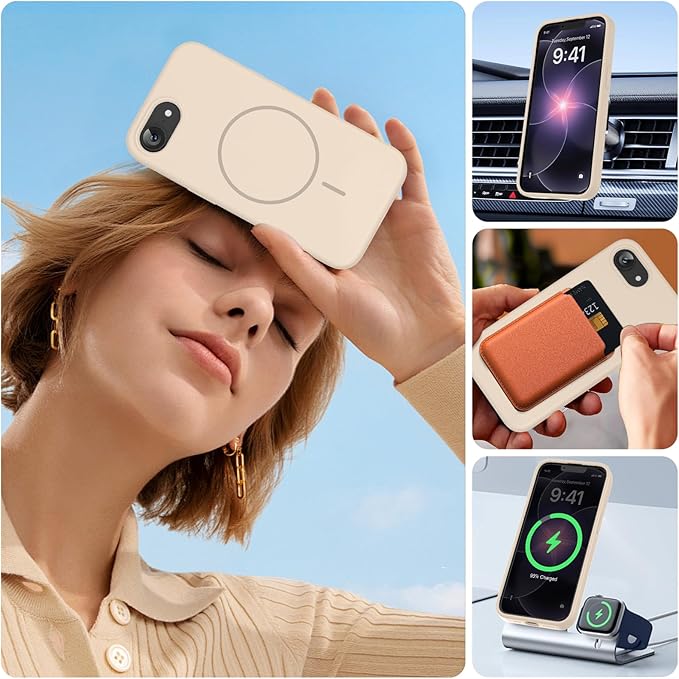 Miracase Magnetic for iPhone 17e Case & iPhone 16e Case, [Soft Anti-Scratch Microfiber Lining], Compatible with MagSafe, Silicone Shockproof Protection Phone Case for iPhone 17e/16e, Sand