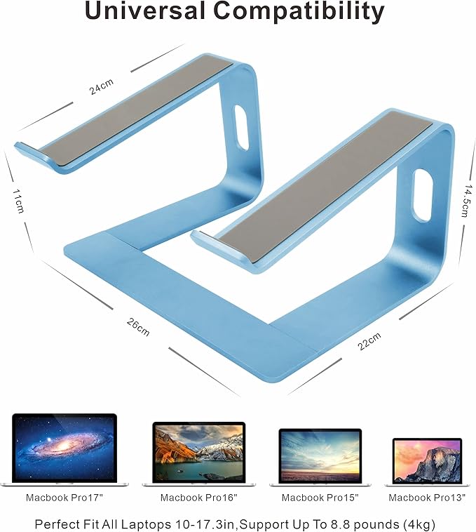 Laptop Stand,Ergonomic Aluminum Laptop Mount Computer Stand,Detachable Laptop Riser,Notebook Holder Stand,All 10-17.3" Laptops (Sky Blue)