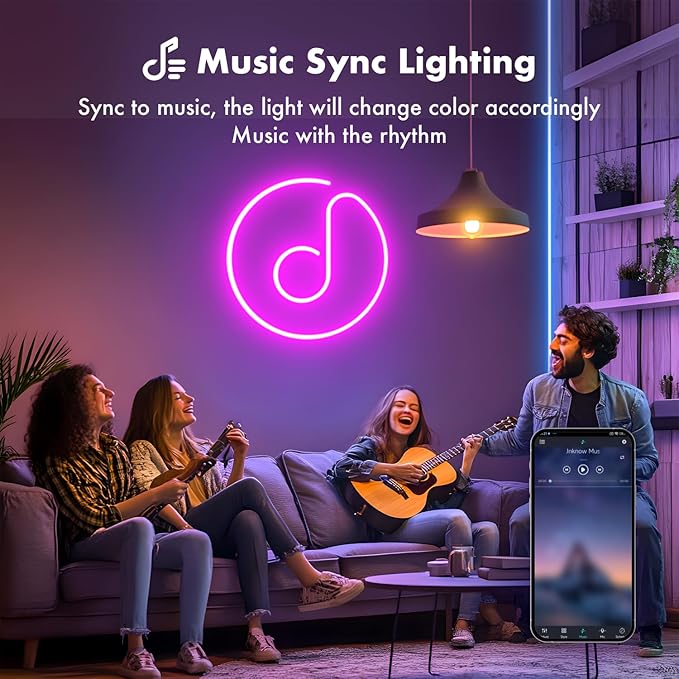 SILFU Neon Rope Lights, 50FT RGB LED Strip Lights, Waterproof IP67 LED Lights for Bedroom, DIY Design, Music Sync, 44 Key Remote Control, Multiple Modes for Bedroom, Holiday Decoration