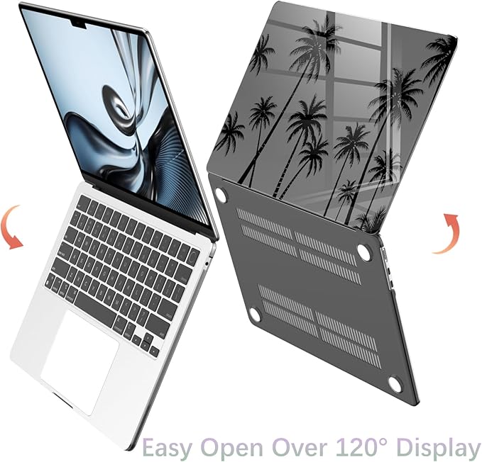 Compatible with MacBook Pro 14 inch Case M5 M4 M3 M2 M1 Pro/Max 2026-2021 A3427 A3426 A3434 A3112 A3185 A3401 A2918 A2992 A2779 A2442, Black Palm Tree Hard Shell Clear Black Cover
