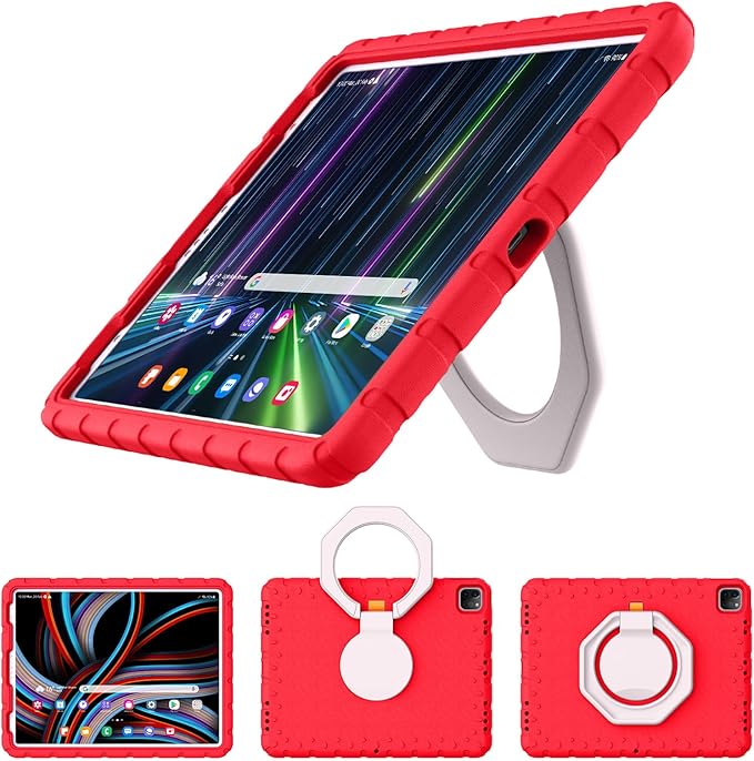 Case for iPad Pro 12.9 6th/5th/4th/3rd Gen, Heavy Duty Shockproof EVA Foam Protective Cover with 360° Rotating Stand, Stable & Lightweight, for Kids, Work, Travel & Creative Use - Red