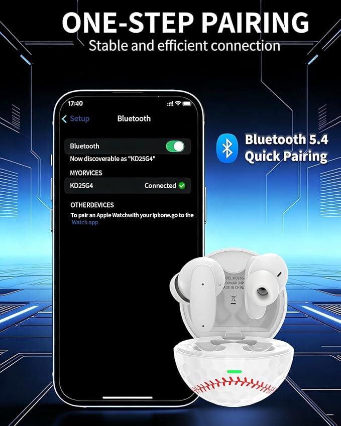 True Wireless Earbuds, Bluetooth 5.4 Headphones with Dual ENC ANC Noise Canceling, 13mm Drivers for Deep Bass Stereo, IPX7 Waterproof, 18H Playtime, USB-C Charging Case for iPhone Android