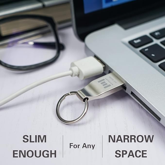 MOSDART 64GB Waterproof USB3.0 Flash Drive, Speed Up to 90MB/S, exFAT Metal Memory Stick with Keychain, for System Back, Data Storage, Silver
