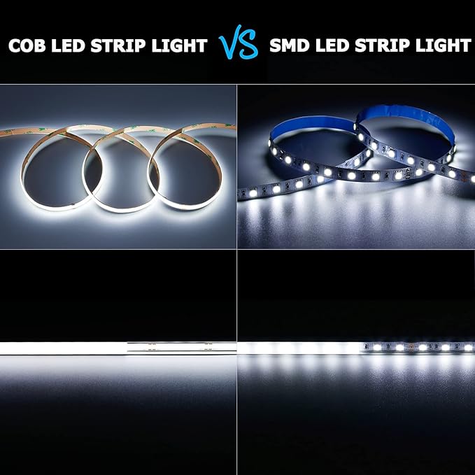 DC 5V USB COB LED Strip Light Cool White 6000K Dimmable IP65 Waterproof CRI 93+ USB Powered 6.6ft/2M 640LEDs with Dimmer High Brightness Flexible LED Tape Lights
