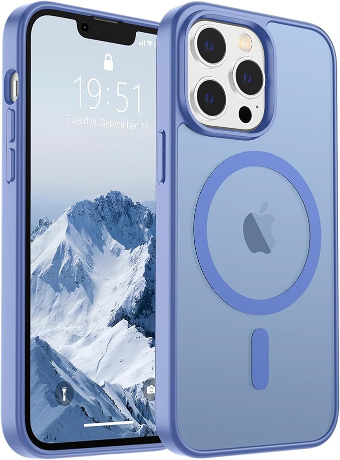 SUPFINE Magnetic for iPhone 12 Pro Max Case (Compatible with MagSafe) (Military Grade Drop Protection) Slim Translucent Matte Shockproof with Anti-Fingerprint Phone Case,Blue Purple