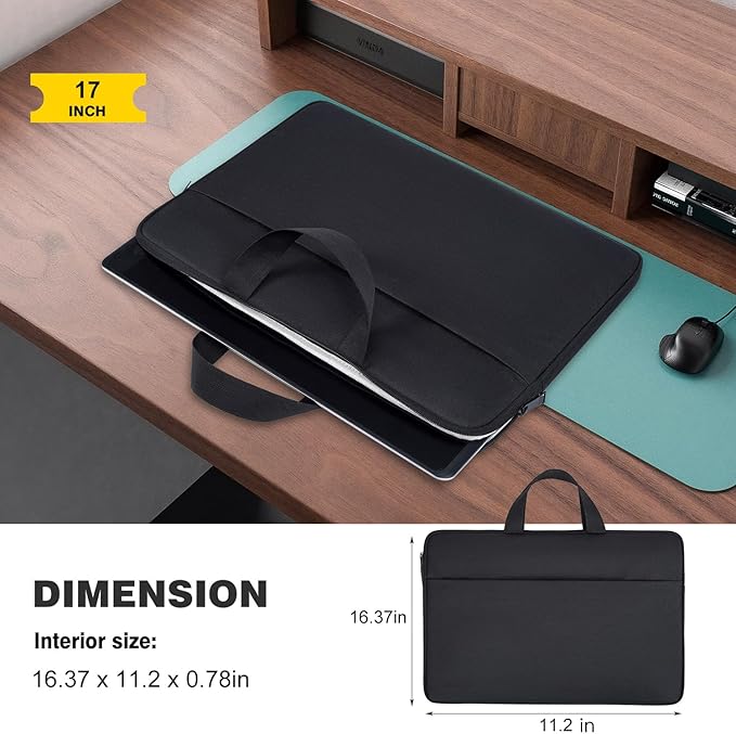 17 Inch Laptop Sleeve Carrying Case for HP 17 17.3" Laptop, HP Envy 17 17t 17m 17.3, Pavilion 17, ASUS Vivobook 17, LG Gram 17, MSI 17.3 inch Case Bag, Black