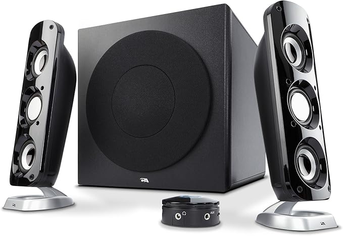 Cyber Acoustics CA-3908 2.1 Multimedia Speaker System with Subwoofer, 92 Watts Peak Power, Deep Bass, Perfect for Music, Movies, and Games on Desktops, Laptops, Consoles