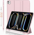 iMieet iPad Pro 13 Inch Case (M5/M4) 2025/2024 with Pencil Holder, Trifold Stand Smart Case with Soft TPU Back, Auto Wake/Sleep (Pink)