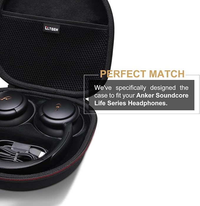 LTGEM Case Compatible with Anker Soundcore Life Q20i / Q20 / Q30 / Q45 Hybrid Active Noise Cancelling Headphones, Black