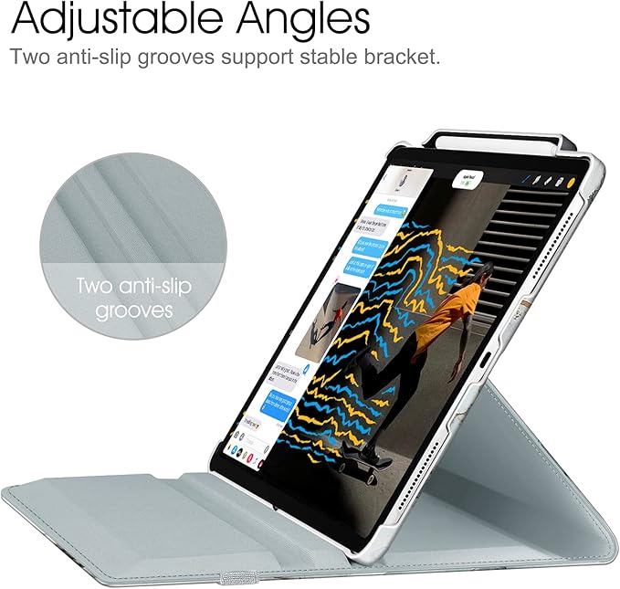 Fintie Rotating Case for iPad Pro 12.9-inch 6th Generation 2022-360 Degree Swiveling Protective Cover with Pencil Holder, Auto Sleep/Wake, Also Fit iPad Pro 12.9" 5th/4th/3rd Gen, Cloudy Marble