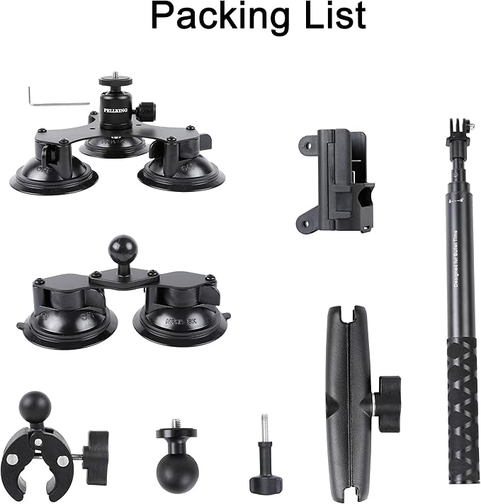 PellKing 5-Suction Cup Car Mount for DJI Osmo Pocket 4 3,Low-Altitude Aerial Shots Vibration-Dampening Car Shooting Rig Compatible with GoPro 13 12 11 10,GoPro MAX 2,DJI OSMO Action Cameras