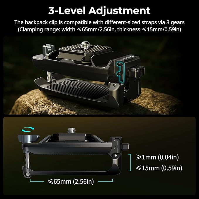 SMALLRIG Camera Clip with Plate, Quick Release System, Max Payload 40kg/88lb, for Sony, for Nikon, for Fujifilm, for DSLR Action Camera, Backpack Strap Clip Kit for Arca-Swiss - 5053