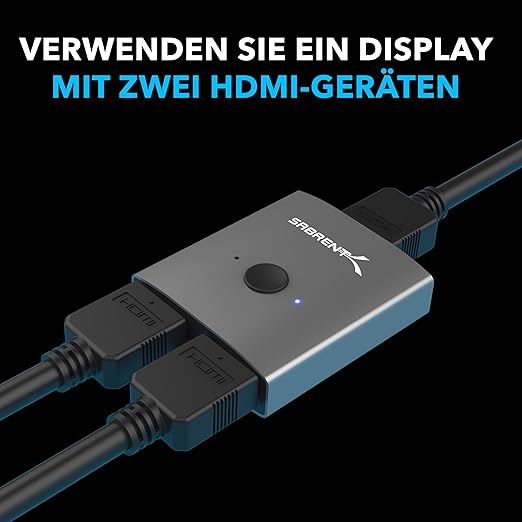 SABRENT HDMI Switch, 4K@60Hz HDMI Switcher, Splitter 2 in 1 Out, Supports HDR, 3D, Dolby, Compatible with Laptops, PC, Xbox Series, PS5 / PS4, Projector, and More (DA-HSW2)
