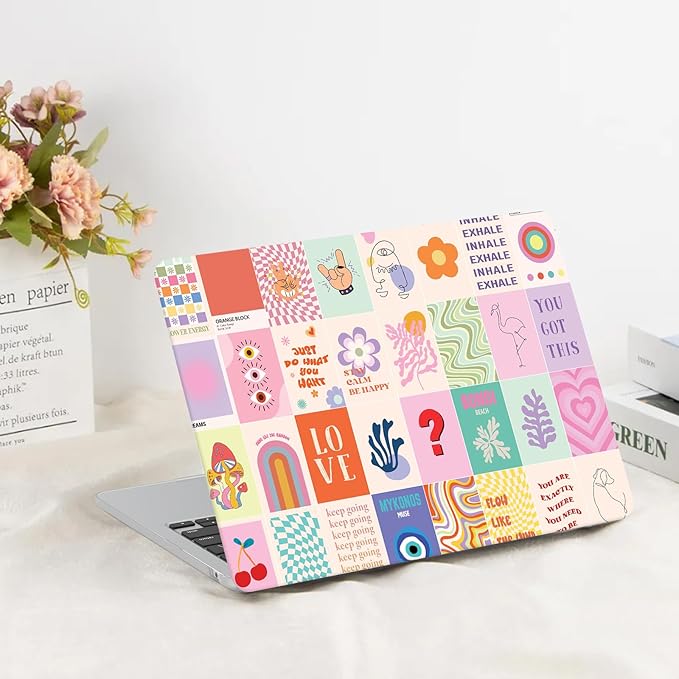 G JGOO Compatible with MacBook Air 13 inch Case 2026 2025-2022 M5 A3449 M4 A3240 M3 A3113 M2 A2681, Hard Shell for MacBook Air 13.6 inch Case +Keyboard Cover +Screen Protector, Pastel Collage
