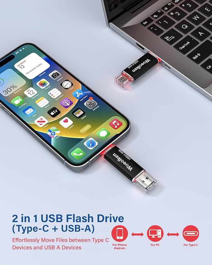 20 Pack 16GB USB C Flash Drive, Wooolken 2-in-1 Type-C Thumb Drive, Dual USB 2.0 Memory Stick Compatible with iPhone 16/15 Smartphone Tablet Computer