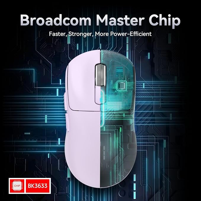 ATTACK SHARK X3 Wireless Gaming Mouse, 49g Ergonomic Computer Mouse, Triple Modes PAW3395 26K DPI Optical Sensor, 200h Battery Life, Programmable Buttons, Gaming Accessories for PC/Laptop/Mac (Purple)
