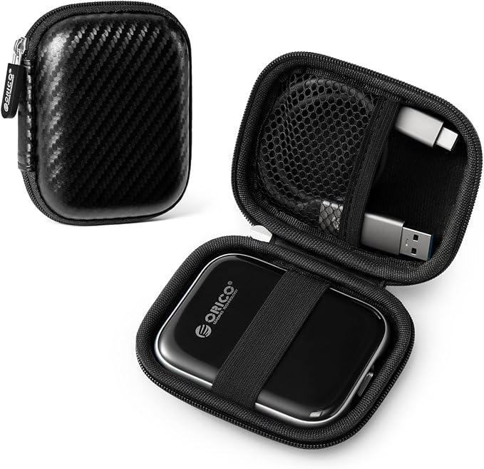 ORICO Portable Protection Case for External SSD Hard Drive, Travel Cable and Tiny Electronic Equipment, Water-Resistant Storage Bag with EVA Material (M2PH03)