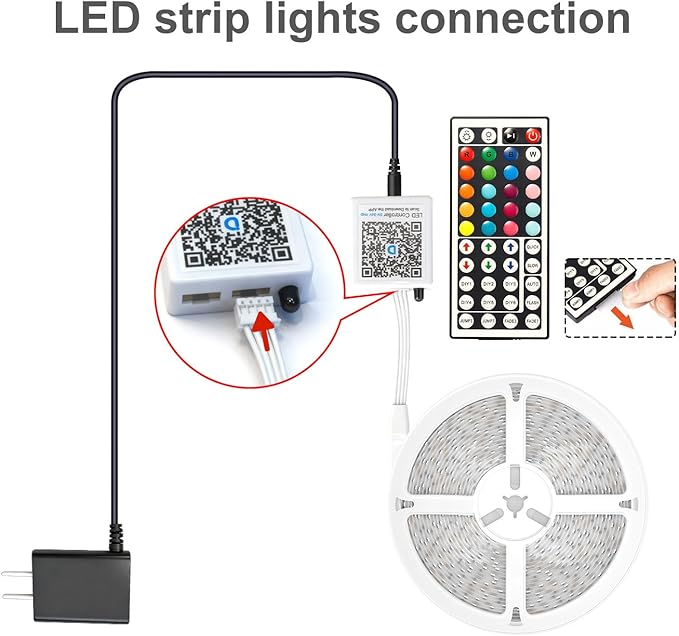 DAYBETTER Led Strip Lights 50 ft, Music Sync RGB Led Light Strips with Remote and App Control, Color Changing Led Lights for Bedroom, Home, Kitchen, Party, Room Decor