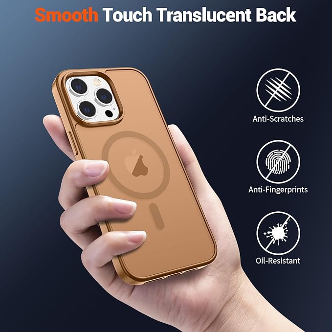 SUPFINE Magnetic for iPhone 12 Pro Max Case (Compatible with MagSafe) (Military Grade Drop Protection) Slim Translucent Matte Shockproof with Anti-Fingerprint Phone Case,Brown