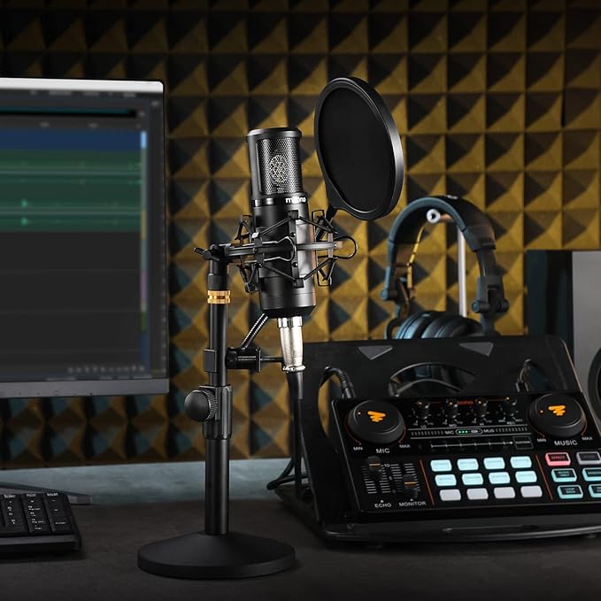 MAONO Condenser Microphone with 25mm Large Diaphragm, Professional Cardioid Studio Condenser Recording Mic with 3.5mm XLR for podcasting, Streaming, Singing, Vocal, Home-Studio (AU-PM325T)