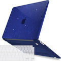 IBENZER Compatible with New MacBook Air 13 inch Case 2022 2021 2020 M1 A2337 A2179 A1932, Plastic Hard Shell Case with Keyboard Cover for Mac Retina Display with Touch ID, Star Blue, AT13-S-BL+1