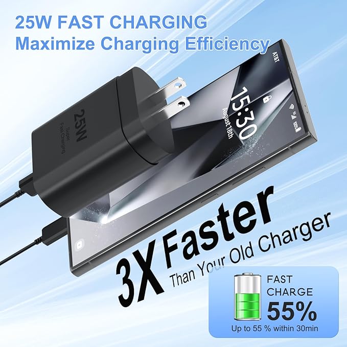 Samsung USB C Charger Block 25W PD Super Fast Charger Type C Wall Plug Adapter Quick Charging for Samsung Galaxy S26/S25/S24/S23/S22/S21/S20/Z Fold 3/4/5/Note20
