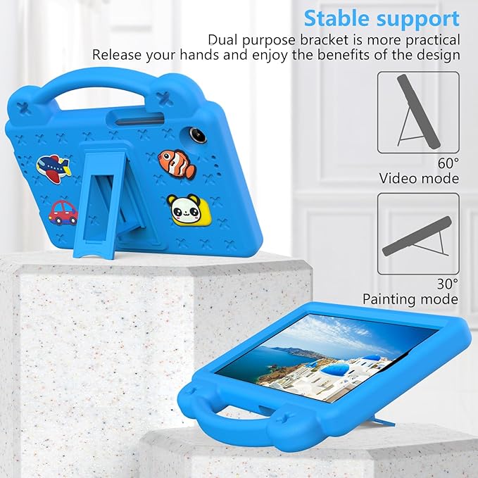 AKABEILA Compatible with Lenovo Tab One 2025 8.7 inch Tablet Case, Lightweight Shockproof Protective Case with Shoulder Strap & Stand Handle for Girl Kid Gift Sky Blue