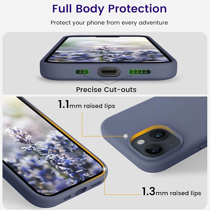 OTOFLY Compatible with iPhone 15 Case, Silicone Shockproof Slim Thin Phone Case for iPhone 15 (6.1 inch),(Lavender)