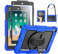 SEYMAC Case for iPad 6th/5th Generation 9.7 Inch, Full-Body Shockproof Heavy Duty Protective Case with Screen Protector, Rotating Stand/Hand/Shoulder Strap for iPad Air 2/ Pro 9.7, Blue