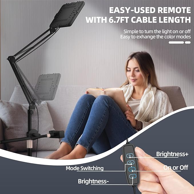 Selfie Light with Stand and Cell Phone Holder, 12" Led Panel Lamp Tripod with Adjustable Arm, 2800-7000K Color Temperature for Photoshoot, Video Recording, Streaming, Vlog, YouTube, TikTok