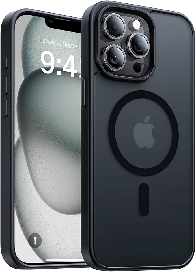 Magnetic for iPhone 12 Case/iPhone 12 Pro Case,[Compatible with MagSafe][Military-Grade Drop Protection][Anti-Yellow] Shockproof Translucent Matte Cover for iPhone 12/12 Pro Phone Case,Black