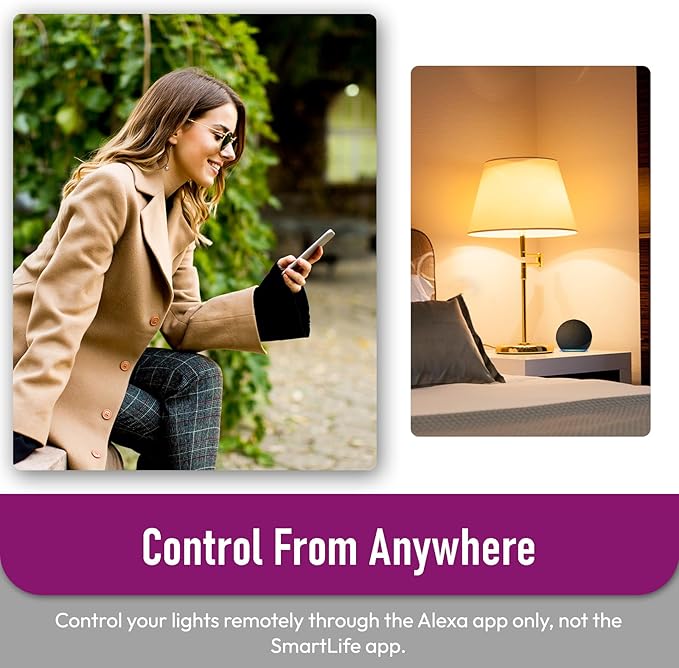 Alexa Light Bulbs, Smart Light Bulbs RGBCW Color Changing, A19 E26 Bluetooth Light Bulb Directly Compatible with Alexa/Smart Life, No WiFi Required, 9W 800LM 60W Equivalent, 4 Pack