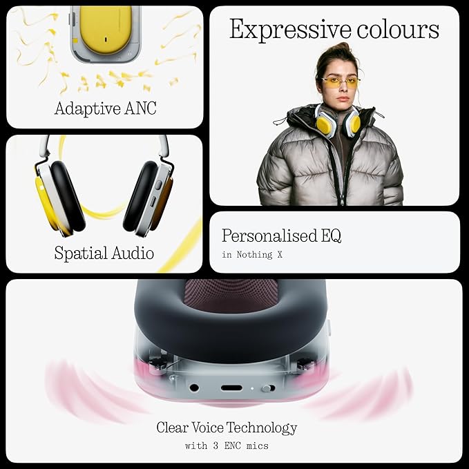 Nothing Headphone (a) 2026 New, Adaptive Active Noise Cancelling Headphones, Wireless Over Ear Bluetooth 5.4 ANC Headset with LDAC Hi-Res, 5 HD Mics Ultra Bass via APP, 135 Hours Playtime, Pink