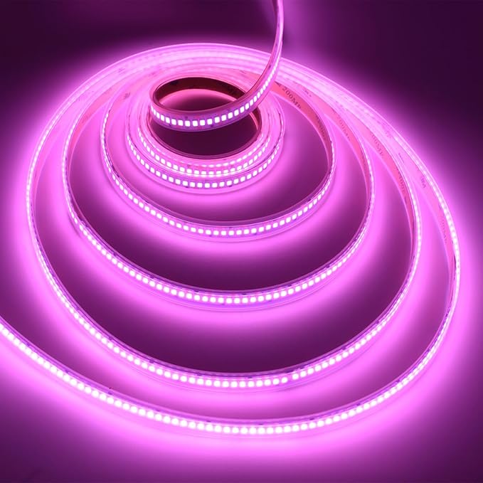 SUYOOULIN LED Strip Lights, SMD 2835 LED Strip, DC12V 1200LEDs 16.4Ft 26000LM High Density LED Light Strips Waterproof IP65, 3 Times Brightness Than SMD3528 LED Strip, Pink