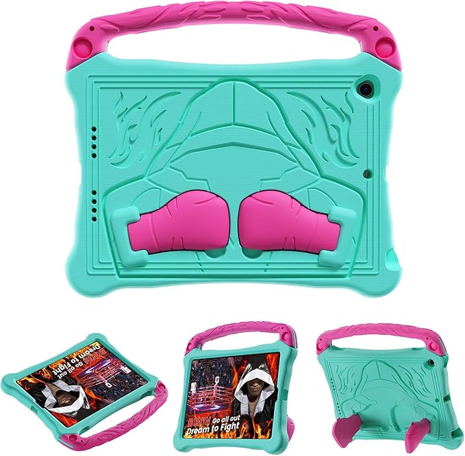Dteck for iPad Air 3rd Generation and iPad Pro Case 10.5" 2019/2017 Release, Cute Boxing Shockproof Hard Case with Handle/Kickstand/Shoulder Strap, Protective Lightweight Kids-Friendly Cover, Mint