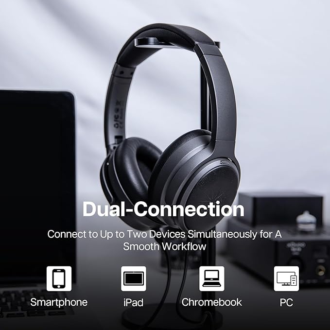 Linsoul Kiwi Ears Ardor Bluetooth 5.4 Over Ear Headphones, Wireless DJ Studio Headphones, Dual Dynamic Driver Studio Monitor with Hybrid ANC, 140H Playtime, Lightweight for Podcast Gaming Guitar