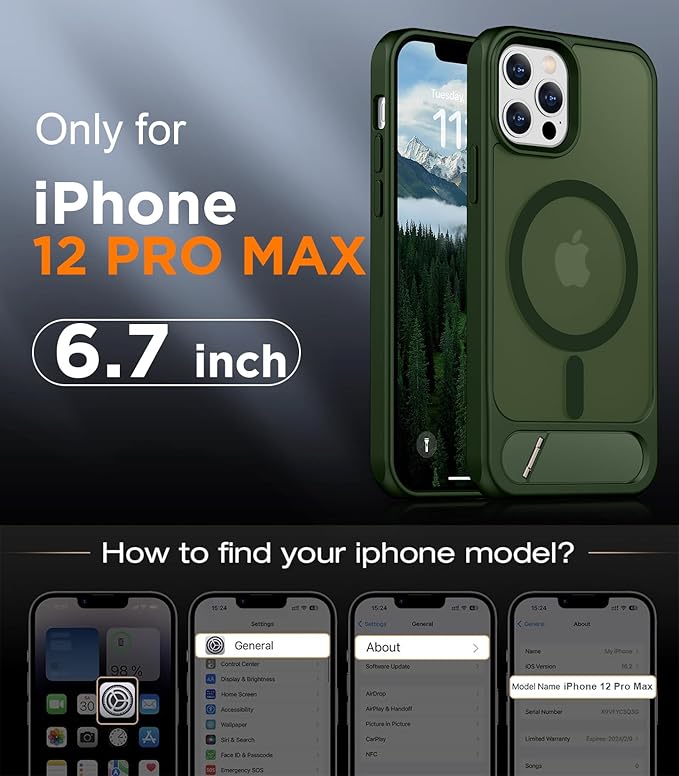 Magnetic Compatible with iPhone 12 Pro Max Case, [Built-in Invisible Kickstand][Compatible with MagSafe][Military Grade Shockproof] Slim Translucent Matte Phone Case for iPhone 12 Pro Max 6.7"