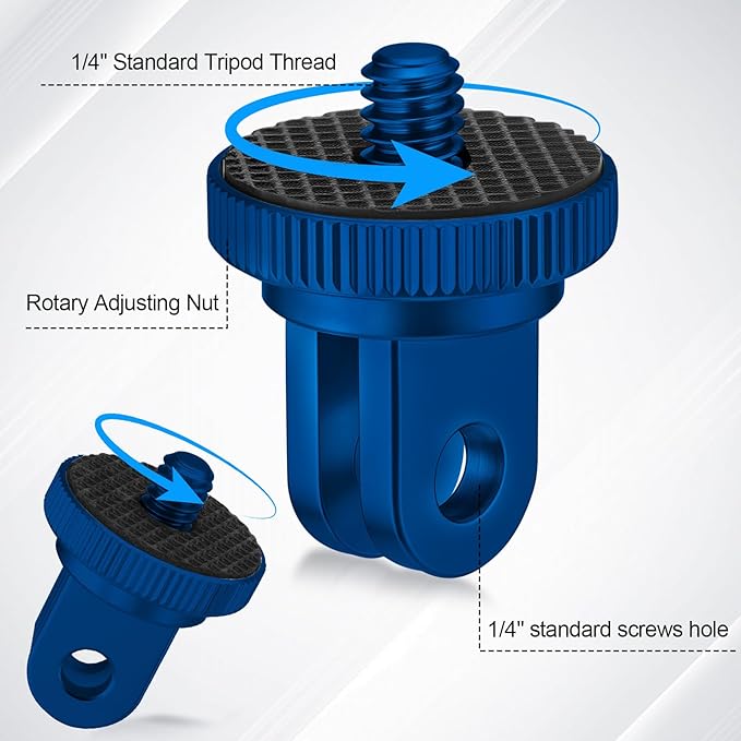 Frienda 4 Pieces Aluminum Camera Tripod Mount Adapter 1/4-20 Conversion Adapter for Tripod Compatible with GoPro Action Cameras and Other Standard 1/4 Accessories (Blue)