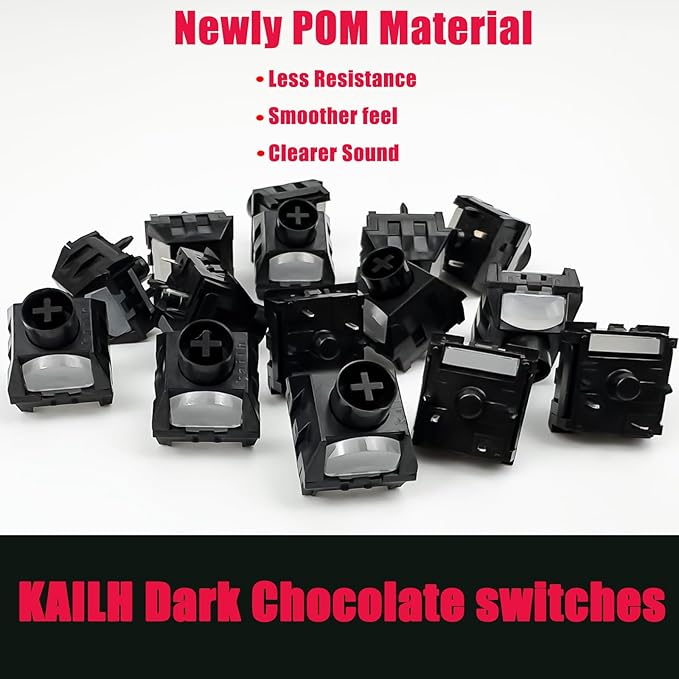Kailh Box Dark Chocolate Pre lubed Switches for Mechanical Keyboard,5 pin Linear/55gf/Water&Dustproof/RGB/POM Material Switches(Dark Chocolate,108p)