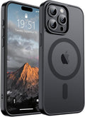SUPFINE Magnetic for iPhone 15 Pro Max Case (Compatible with MagSafe) (Military Grade Drop Protection) Translucent Matte Shockproof Phone Cover, Black