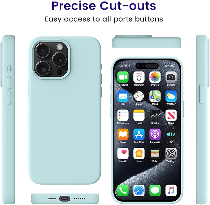 OTOFLY for iPhone 15 Pro Case [Compatible with MagSafe] Full-Body Silicone Shockproof Slim Thin Phone Case for iPhone 15 Pro 6.1 inch (Mint Green)