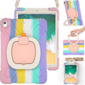 BRAECN iPad Air 3 10.5" 2019 Case, Protective Silicone Case with Hand Grip, Pencil Holder, Kickstand, Shoulder Strap for iPad Air 10.5" (3rd Gen)/iPad Pro 10.5 Inch-Colorful Pink